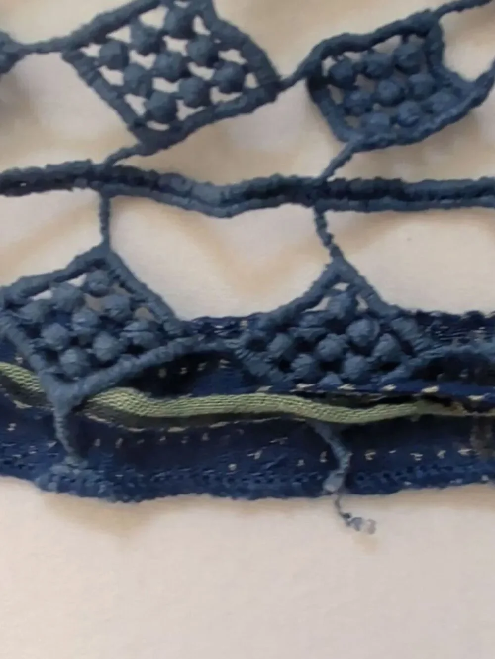 Free People ONE One Summer Lace Crochet Peasant Blouse Blue Green XS